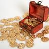 v2croft 50 Metal Pirate Coins Gold, Gold Treasure Coin Set, Metal Replica Spanish Doubloons for Board Games Tokens, Kids Cosplay Pirate Party Treasure Chest Coin (1.18'') view 4