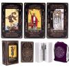 KLEDERY Tarot Cards for Beginners, Classic Tarot Deck with Meanings, Durable Cards with Guide Book, Black view 1