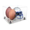 Better Display Cases Acrylic Double Football and Helmet Display Case - Large Rectangle Box with Clear Case, Black Risers and Clear Base 18" x 14" x 12" (A014/B60) view 1