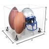 Better Display Cases Acrylic Double Football and Helmet Display Case - Large Rectangle Box with Clear Case, Black Risers and Clear Base 18" x 14" x 12" (A014/B60) view 2