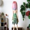 Minifee dryad dress, 1:4 scale doll outfit, crochet green fairy costume leaf view 4