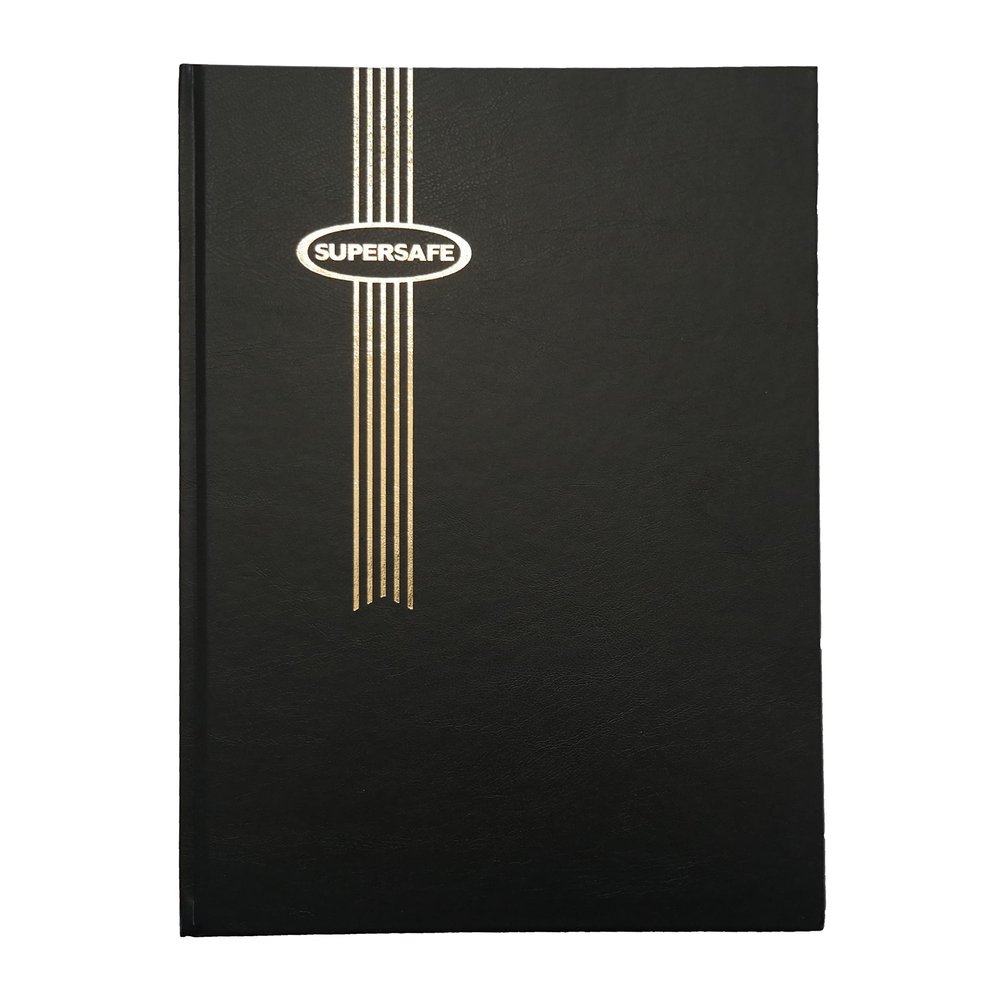 Supersafe Stamp Album Stockbook with 32 White Pages and Glassine Interleaves Black Cover W 4/16