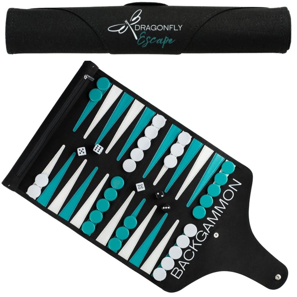 Travel Backgammon Game | Lightweight Roll-up Backgammon Set | Travel Backgammon Sets for Adults | Portable Travel-Size Strategy Board Game for Camping, Backpacking or Beach
