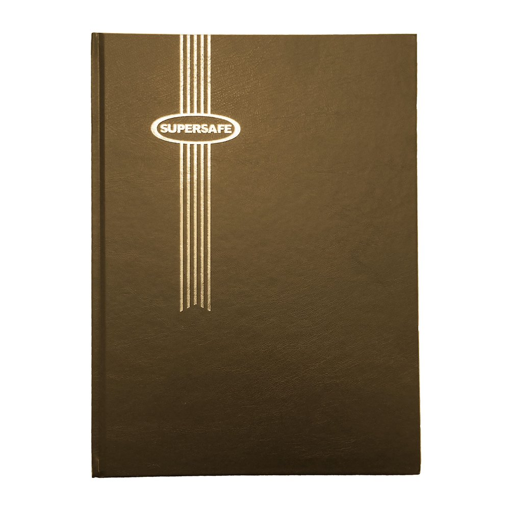 Supersafe Stamp Album Stockbook with 16 Black Pages and Glassine Interleaves Brown Cover B 4/8