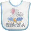 inktastic My Nonna Loves Me To the Moon and Back Elephants in Clouds Baby Bib White and Blue 41f78 view 1