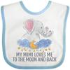 inktastic My Mimi Loves Me To the Moon and Back Elephants in Clouds Baby Bib White and Blue 41f76 view 1
