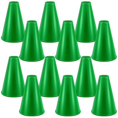 Woanger 12 Pieces Cheer Megaphone for Party Favors Sports Cheers Party Noisemaker DIY Plastic Megaphone for Sports Match Mardi Gras Outdoor Activities(Green)