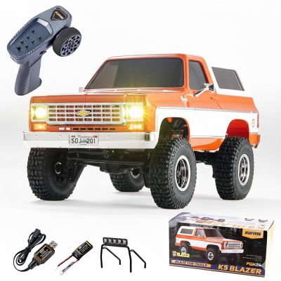 EAZYRC X FMS 1/24 Chevy K5 Blazer 1976s RC Truck RTR Orange, with Lisense RC Crawler, 4WD 5Km+ 2-Speed Transmission RC Car Off-Road VehiclePlay as Soon as You get itOrange