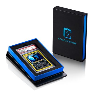 Collector Nine PSA/CGC Display Gift Case Magnetic Flip | Graded Card Storage Slab Shipping Box Holder (Blue, PSA/CGC 3-Pack)
