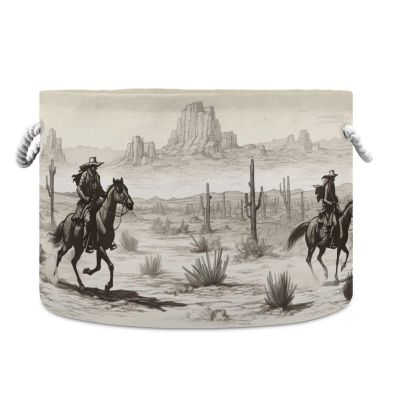 Kigai Western Cowboy Cotton Rope Basket Large Round Baby Laundry Basket Toy Blanket Books Storage Bin for Bedroom Bathroom Nursery Home Decor