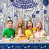 15th Birthday Decorations for Boys and Girls Blue Silver, Happy 15th Birthday Decorations Banner Birthday Balloons Number 15 Tablecloth Fringe Curtains Hanging Swirls, 15 Years Old Bday Party Supplies view 3