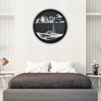 ETULLE 360 Rotating Sand Art Liquid Motion 3D Deep Sea Sandscape, Moving Sand Art Decor, Round Glass Frame Display Flowing Sand Relaxing Toy for Home Office Work Decor