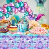 3 Pcs Mermaid Tablecloth-Happy Birthday Mermaids Table Cover, Disposable Plastic Rectangle Ocean Under The Sea Mermaids Table Cloth for Mermaid Birthday Decorations and Party Supplies, 54 x 108 Inch view 2