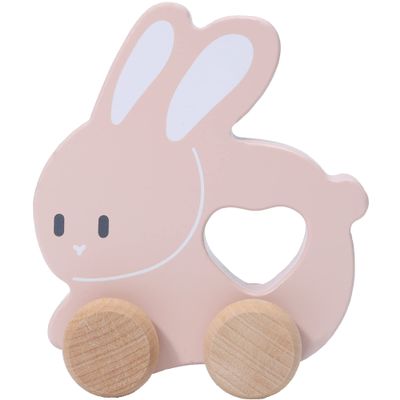 Montessori Mama Wooden Push and Pull Toy Rabbit - Baby Toy Vintage Pull Toys Learning Activity - Easter Gift Safe Ideal for Skill Development