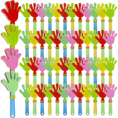 Meooeck 300 Pcs 7.5 Inch Hand Clappers Noisemakers Bulk Plastic Hand Clappers Noise Makers for Sporting Events Fiesta Birthday Rewards Cheers Game Party Favors Supplies, Random Color