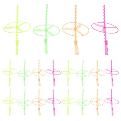 Alasum Flying Helicopter Toy, 40PCS Colorful Rotating Flywheel Toys Hand Crank Flying for Kids Outdoor Games Interaction Bamboo Dragonfly 5.11x5.11x9.44 Inch