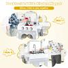 HONEY JOY Kids Kitchen Playset, Double Side Little Chef Play Kitchen for Toddlers, Oven & Sink, Ice Cube Dispenser, Utensils, Microwave, Storage Cabinet, Wooden Pretend Play Toy Kitchen Set, Gray view 3