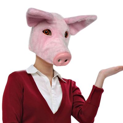 BEESUM 2023 Premium Cute Pig Head Mask Plush Animal Piglet Dress Up Hat for Halloween Christmas Party Costume (Pink)
