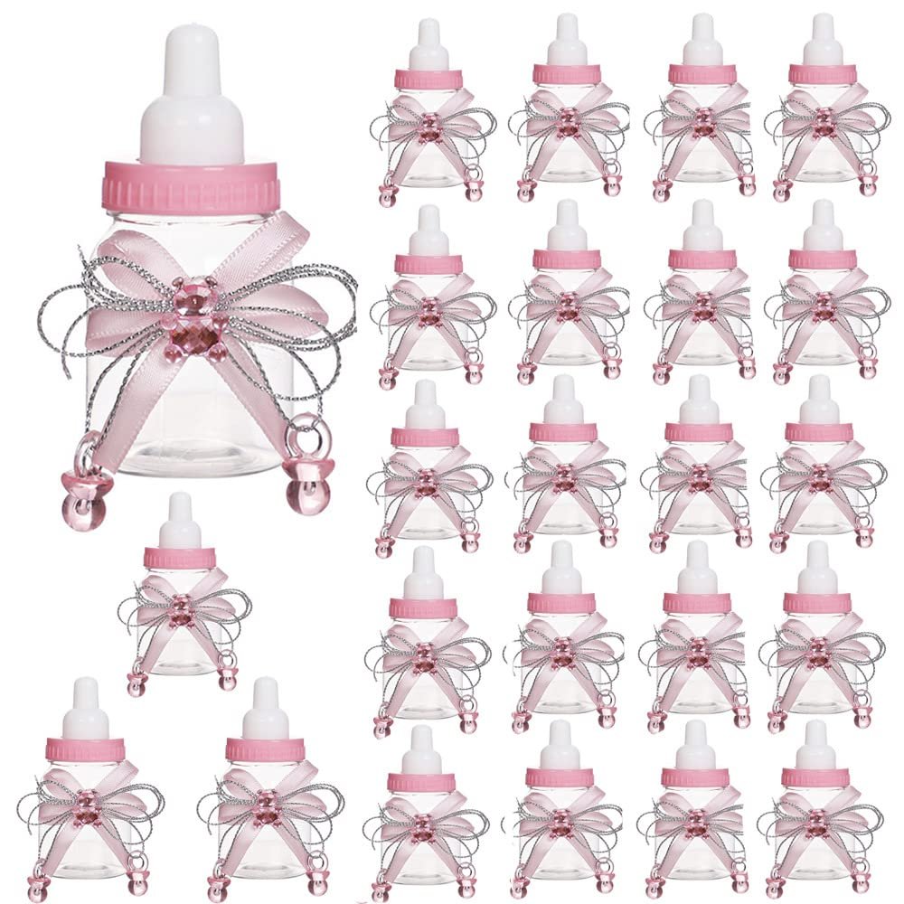 Bodosac 24-Piece Baby Feeding Bottle Set with Pink Candy Box for Shower Decoration