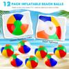 12 Pack 16" Large Inflatable Beach Balls Classic Rainbow Swimming Pool Ball Birthday Beach Party Decoration Summer Water Games Gifts 16 to 12 Inches from Deflated to Inflated view 4