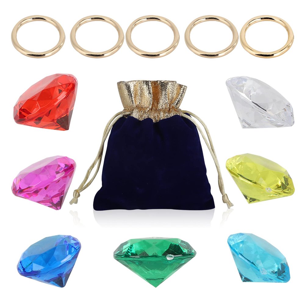 ZCYSRLQIN 12 Pcs Gold Round Ring Set Acrylic Diamond Gemstone Jewelry Alloy Halloween Party Hunting Cake Ornament Gift Bag Blue Hedgehog Power Ring (Classical
