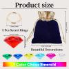 ZCYSRLQIN 12 Pcs Gold Round Ring Set Acrylic Diamond Gemstone Jewelry Alloy Halloween Party Hunting Cake Ornament Gift Bag Blue Hedgehog Power Ring (Classical view 2