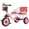 JIYIAN High Carbon Steel Children's Tricycle/Soft and Comfortable Pedal Tricycle Can Take People with Back Seat Kids Tandem Tricycle for Boys and Girls Ages 3+,Pink view 1