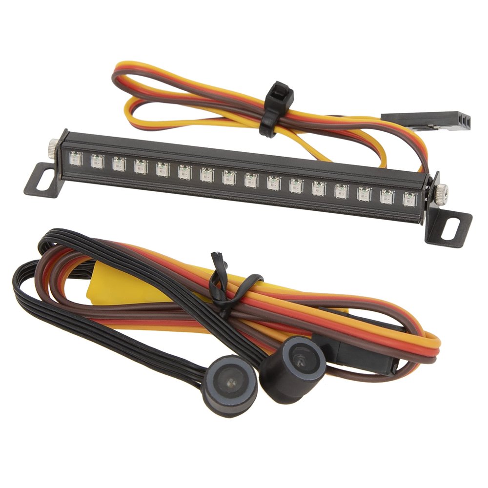 MEUS RACING TRX4M Roof Light Bar Headlights Kit with 16 Beads 8 Light Modes for MEUS TRX4M Ripper Body 1/18 RC Crawler Car Upgrade Parts.(with 2 Angel-Eye)