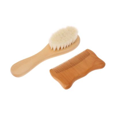2pcs Baby Wool Brush Paddle Hair Brush Newborn Comb Baby Scalp Massage Baby Comb Infant Hairbrush Goat Baby Brush Wooden for Hair Wooden Paddle Toddler Bath Brush Bamboo