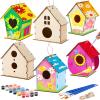 Coloch 6 Pack DIY Birdhouse Kits, Wooden Crafts Arts for Children to Build and Paint (Includes Paints, and Brushes), Painting Puzzle DIY Wooden Assembly for Boys, Girls, Kids, Adults view 1
