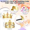 Yaomiao 66 Pieces Foam Princess Tiaras DIY Crowns Kids Party Favors Craft Crystal Diamond Sticker Girls Making Your Own Tiara (Gold) view 2