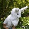 BEESUM 2023 Premium Rabbit Head Mask Moving Mouth Hare Cosplay Masks Hat for Halloween Christmas Party Costume (White) view 2