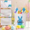 Touber Easter Basket, Personalized Cotton Easter Baskets for Girls Boys Rectangular Easter Eggs Hunt Baskets with Ears, Blue - Ideal for Decoration and Gifts view 3