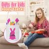 Touber Easter Basket, Personalized Cotton Easter Baskets for Girls Boys Rectangular Easter Eggs Hunt Baskets with Ears, Blue - Ideal for Decoration and Gifts view 4