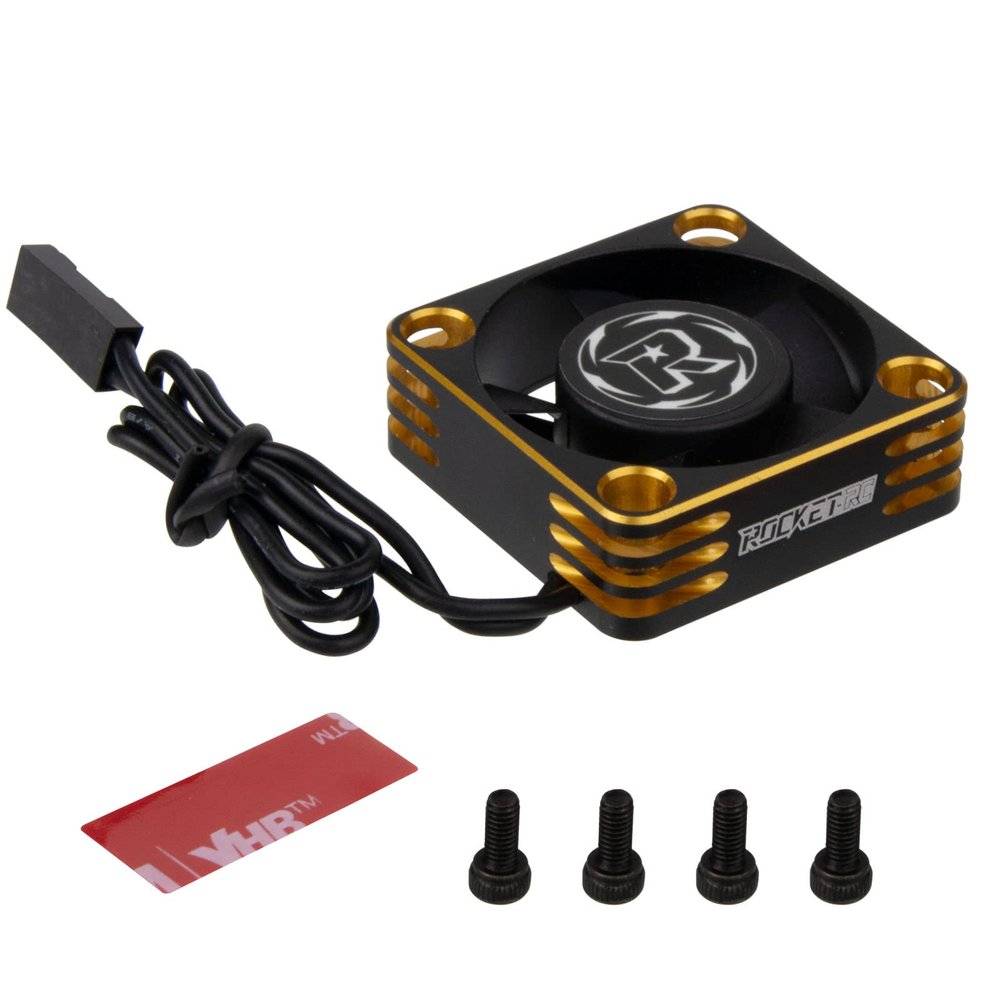 HOBOHY 30mm Motor Fan RC Model 540 550 Brushless Motor Heatsink 28000RPM ESC Cooling Fan Compatible with TraxxasArrma, Tamiya SCX10, RC4WD, Wltoys, 1/8 1/10 1/12 RC Car Upgrades Parts Golden