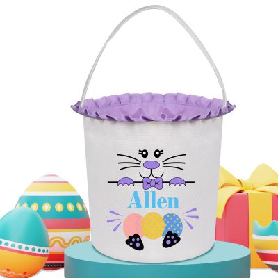 Touber Personalized Easter Baskets for Kids, Easter Bunny Basket Bags Easter Basket with Name Personalized Easter Gifts for Boys Girls Easter Baskets Gifts for Kids - Purple