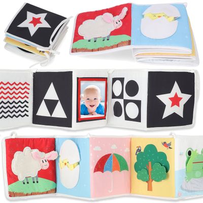 Spiggly Infant Toys 0-6 Months Baby Mirror Tummy Time Toys Sensory Books for Babies Touch and Feel Crinkle Books for Babies