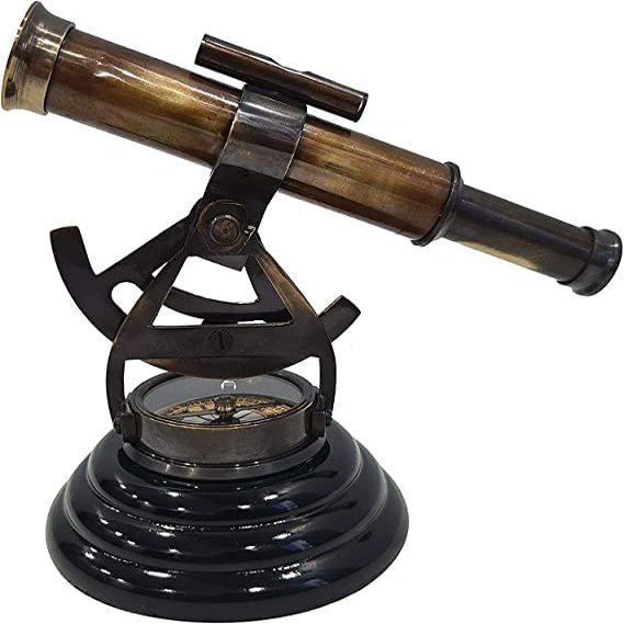 Nautical Antique Finish Brass Alidade Compass Desktop Collectible Theodolite Telescope