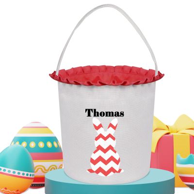 Touber Personalized Easter Basket for Kids, Easter Bunny Basket Gifts Ideas Personalized Easter Gifts for Girls Boys Easter Hunt Basket Easter Basket Bags for Kids Easter Baskets Empty - Red