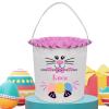 Touber Personalized Easter Baskets for Kids, Easter Bunny Basket Bags Easter Basket with Name Personalized Easter Gifts for Boys Girls Easter Baskets Gifts for Kids - Pink view 1