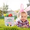 Touber Personalized Easter Baskets for Kids, Easter Bunny Basket Bags Easter Basket with Name Personalized Easter Gifts for Boys Girls Easter Baskets Gifts for Kids - Pink view 2