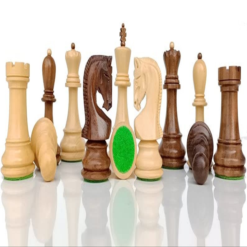 4" Russian Zagreb Chess Pieces Set only | Luxury Unique Chess Set in Golden Rosewood |Chess Moscow