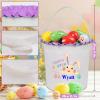 Touber Personalized Easter Basket, Bunny Easter Basket with Name Personalized Easter Gifts Easter Baskets for Kids Easter Egg Basket with Handle Easter Basket Bags - Purple view 3
