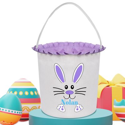 Touber Personalized Easter Basket Gifts, Easter Bunny Baskets for Kids Easter Hunt Basket Easter Basket Bags for Kids Personalized Easter Gifts Easter Baskets Empty Boys Girls - Purple