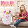 Touber Personalized Easter Baskets for Boys Girls, Easter Bunny Basket Bags Easter Eggs Hunt Basket for Kids Personalized Easter Gifts for Kids Easter Basket with Handle - Green view 4