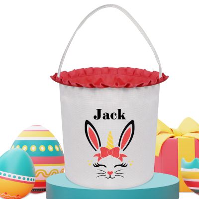 Touber Easter Baskets for Boys Girls, Personalized Easter Basket Custom Easter Baskets for Kids Easter Bunny Basket Egg Bags Easter Hunt Basket Personalized Easter Gifts for Kids - Red