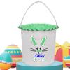 Touber Personalized Easter Basket Gifts, Easter Bunny Baskets for Kids Easter Hunt Basket Easter Basket Bags for Kids Personalized Easter Gifts Easter Baskets Empty Boys Girls - Green view 1