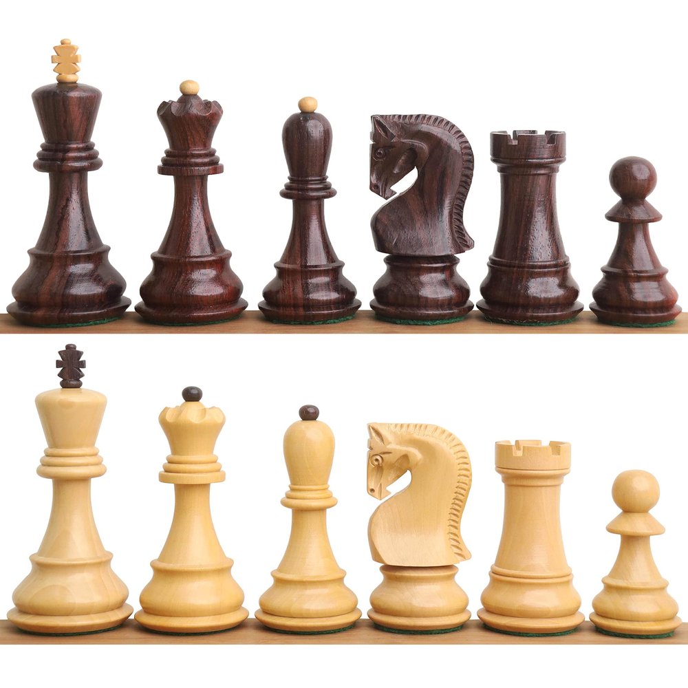 3.9" Russian Zagreb 59' Chess Pieces only Set - Double Weighted Rose Wood