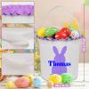 Touber Personalized Easter Baskets for Boys Girls, Easter Bunny Basket Gifts Custom Easter Basket with Name Easter Eggs Hunt Baskets for Kids Personalized Easter Gifts for Kids - Purple view 3