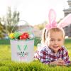 Touber Personalized Easter Basket Gifts, Easter Bunny Baskets for Kids Easter Hunt Basket Easter Basket Bags for Kids Personalized Easter Gifts Easter Baskets Empty Boys Girls - Pink view 2